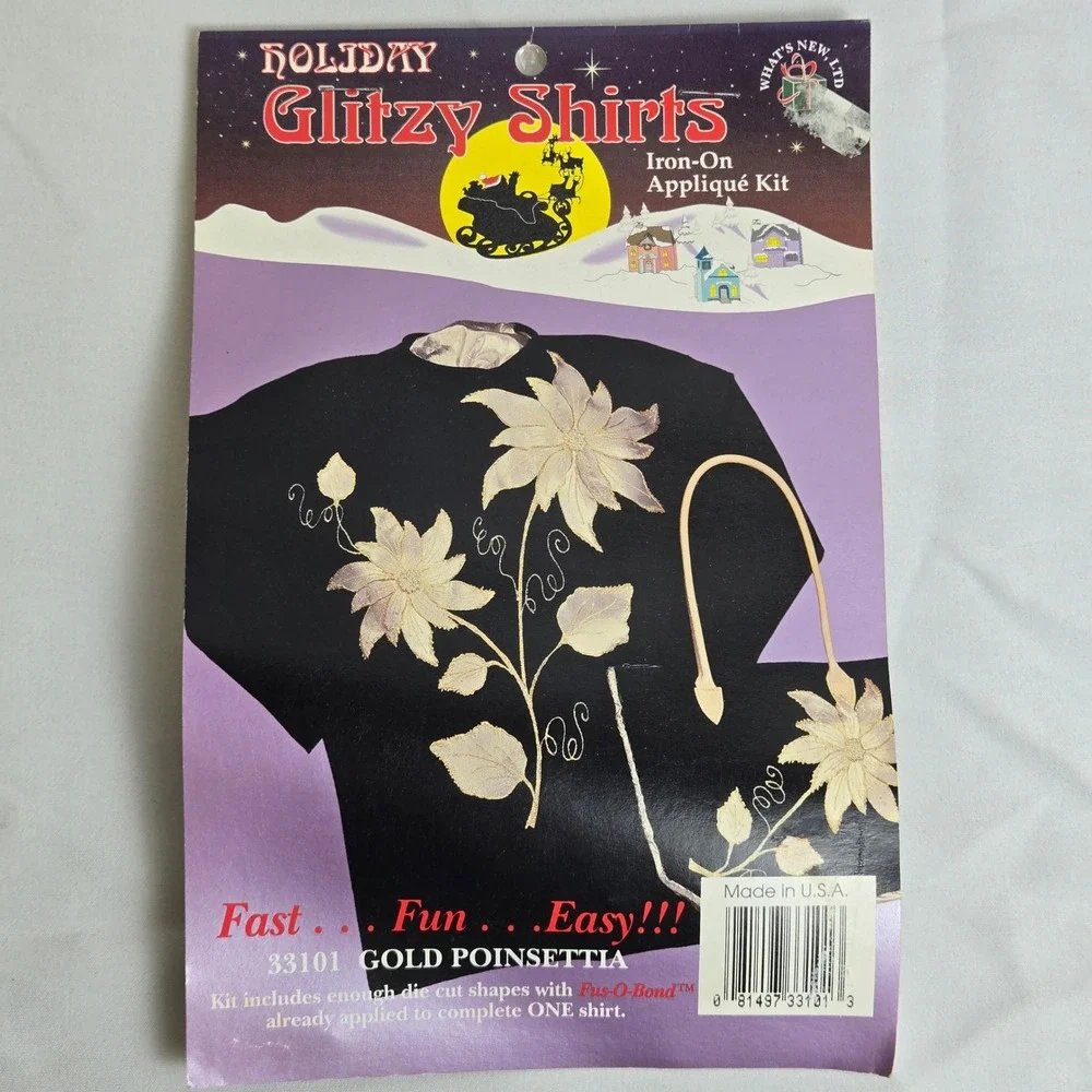 Lot of 4 What's New Ltd Glitzy Shirts Iron On‎ Applique Kits New Sealed Vintage